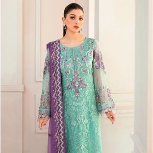 Pure chiffon embroidered dress 3pc